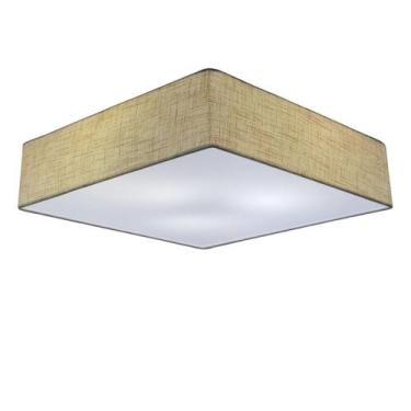 Imagem de Plafon Quadrado Md-3052 Cúpula em Tecido 60x60x15cm Rústico Bege - Biv