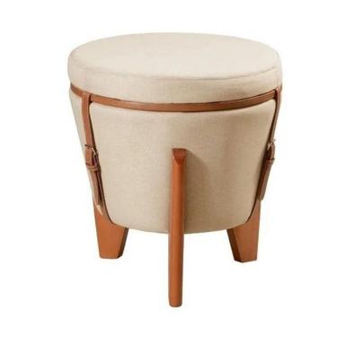 Imagem de Kit 2 puffs decorativo baú flex tampo para mesa centro linho