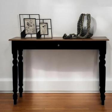 Imagem de Aparador para Sala ou Escrivaninha com Pés Torneados 1 Gaveta - Preto 