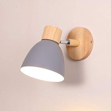 Imagem de Luminária de parede moderna de madeira, luminária de parede interna E27 giratória, abajur de cabeceira para quarto, sala de estar, sala de leitura, arandela de parede criativa simples em fer