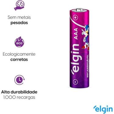 Imagem de Pilha Recarregável AAA Elgin 1000mAh c/ 2 Unidades