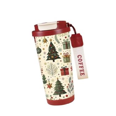 Imagem de ＫＬＫＣＭＳ Caneca térmica de café de Natal, copo térmico de 530 ml, recipiente para bebidas, recipiente para bebidas para atividades ao ar livre no verão, Style a