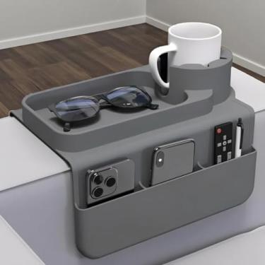 Imagem de Porta Copo Sofá Apoio De Braço Suporte Esteira Silicone Cinza Cinza