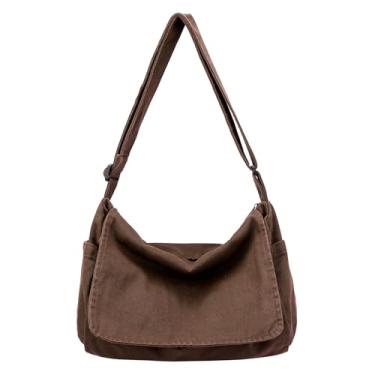 Imagem de Bolsa carteiro de lona para mulheres e homens vintage bolsa tiracolo estética bolsa tiracolo bolsa tiracolo casual bolsa tiracolo (A-Coffee)