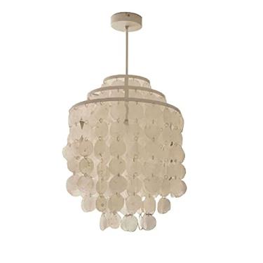 Imagem de Lustre de cristal, lustre contemporâneo de metal branco E27, luminária pendente estilo concha, carrilhão de vento, luminária suspensa nórdica para sala de estar, quarto, personalidade, hotel