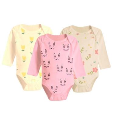 Imagem de Kit Roupa De Bebê 3 Peças Body Estampado Manga Longa Algodão - Koala B