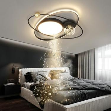 Imagem de Luminária de teto LED para sala de estar, moderna, regulável, com controle remoto, 3000K-6000K, cor da luz/brilho ajustável, lâmpada para quarto, estrutura de metal, casa, escritório, sala d