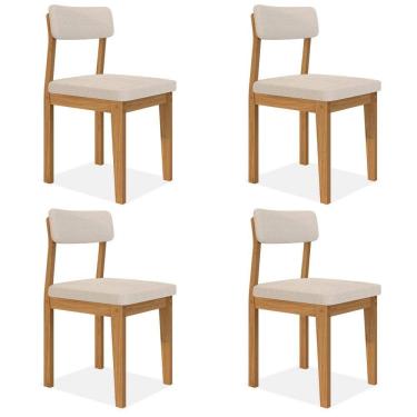 Imagem de Conjunto Com 4 Cadeiras Estofadas Utah Cinamomo/bouclé Off - M.a