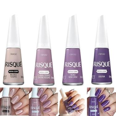 Imagem de Kit 5 Esmaltes Risqué Cores Cremosas Tons Lilás Lavanda Esmalte (4 Cor)