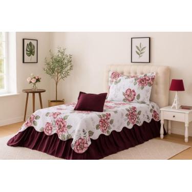 Imagem de Kit 3 Pçs Cobre Leito Colcha Solteiro Belize com Babados - DECCORALLE,