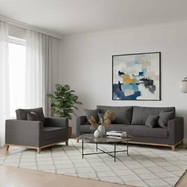 Imagem de Kit Sofá Living Beny 1,80m com Poltrona. - Leonardi, Grafite