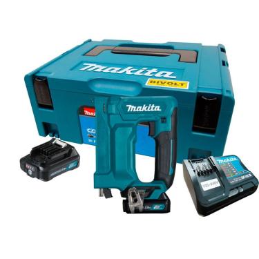 Imagem de Grampeador Coroa 10Mm 150 PÇS Sem Fio 12V Com 2 Baterias Carregador Gancho Maleta ST113DSAJ Makita