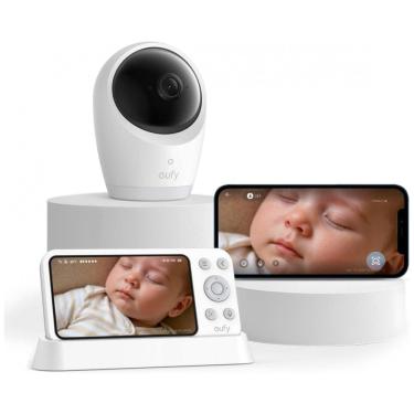 Imagem de Babá Eletrônica eufy Security E21 com Câmera 4K UHD, Tela de 12 cm, Zoom 8X, Conexão Híbrida WiFi e Sem WiFi, Gravação 24/7 no Aplicativo