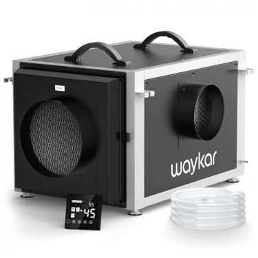 Imagem de Desumidificador de Crawl Space Waykar 74 litros com Controle Remoto e Bomba, Design de Duto Duplo HVAC Comercial para Desumidificação de