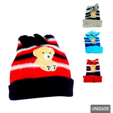 Imagem de Touca Infantil Poliéster Pompom Listrada Color - Tudo em Caixa