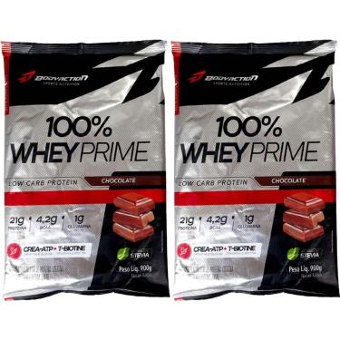 Imagem de Kit 2X 100% Whey Prime - 900g Refil Chocolate - BodyAction-Masculino
