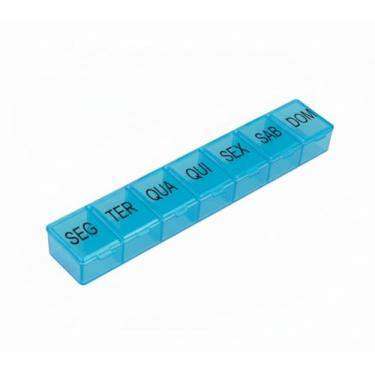 Imagem de Porta Comprimidos Semanal Medicamentos Remédios Suplementos Vitaminas Cápsulas Organizador Estojo Caixa Pillbox Portátil Espaçoso Separador Prático Uso Diário Porta Comprimidos Azul com 7 Compartimentos