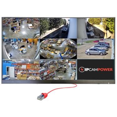 Imagem de IPCamPower Monitor spot CCTV alimentado por POE de 54.6 cm com decodificador de câmera IP de 8 canais integrado, compatível com a maioria dos fabricantes de câmeras IP, alto-falantes embutidos, Vesa,