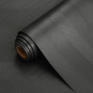 Imagem de tiltil Papel de parede autoadesivo e removível de madeira preta para móveis de bancada, cozinha, parede