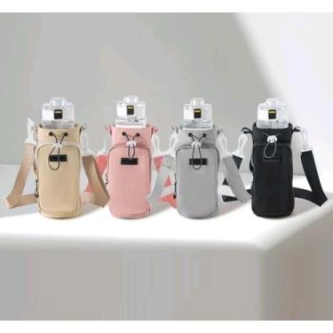 Imagem de Bolsa Térmica para Garrafa de Água com Alça Ajustável, 23cm x 10cm, 4 Cores, Compartimento para Garrafa kit com duas unidades. kit com 2 unidades.