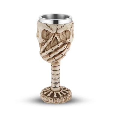 Imagem de AsAlways Caneca de cerveja gótica viking com caveira de aço inoxidável novidade vinho café copo bebendo festa de Halloween acessório presente 250ml/241.0 g