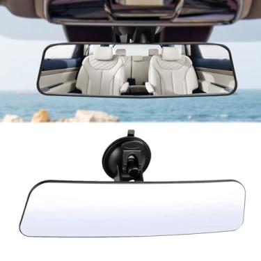 Imagem de WINUERK Espelho retrovisor com ventosa ajustável, espelho retrovisor interno HD grande angular antirreflexo, espelho retrovisor interior de peças de carro para reduzir efetivamente o ponto cego de