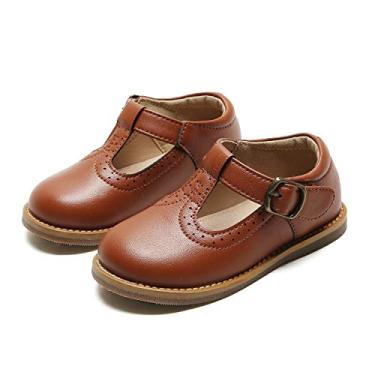 Imagem de Tollder – Vestido infantil com alça em T, uniforme escolar, Oxford, Brown 1, 11 Little Kid