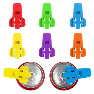 Imagem de Abridor manual fácil de latas, pacote com 6 abridor de latas de refrigerante colorido, protetor de tampa de lata de bebida, ferramenta de abridores de lata de plástico para coca, cerveja, refrigerante