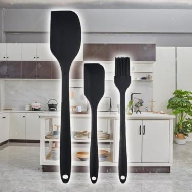 Imagem de Conjunto de espátulas de silicone resistente ao calor, espátula de borracha de grau alimentício - 3 peças