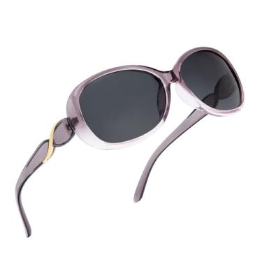 Imagem de Generic Óculos de sol grandes polarizados para mulheres, tamanho grande, estilo Jackie O, Roxo dégradé / cinza, Large