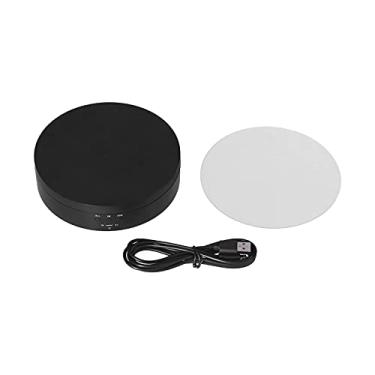 Imagem de QANYEGN Expositor giratório motorizado, mesa giratória elétrica, base giratória ajustável de 3 velocidades para fotografia, joias, modelo 3D ([Black 138MM Mirror Model English Version])