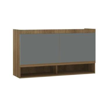 Imagem de Armário Aéreo Maleiro Modulado 2 Pts 145cm Veneza Luciane Mó Avelã Pf/