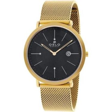 Imagem de Relógio Masculino Oslo Original OMGSSS9U0003P1KX Pulseira Esteira Dourado-Masculino