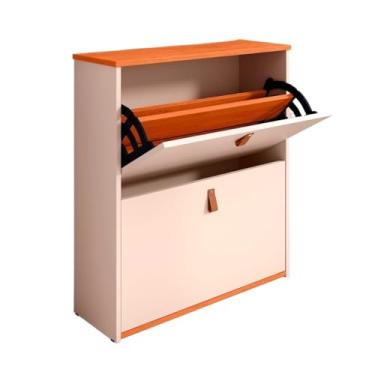 Imagem de Sapateira Organizadora Com Prateleira E Gaveta Basculante Hall de Entrada(Outlet Off White Com Freijó)