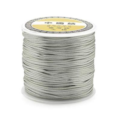 Imagem de 1 rolo de fio de nylon de 1 mm, cordão de cetim de rabo de rato, material para fazer você mesmo, cordão de nylon para colar, pulseira, joias, artesanato feito à mão, 70 m)/rolo (cinza claro)