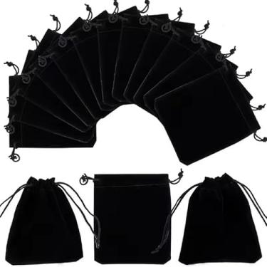 Imagem de 10 sacos de armazenamento de joias pretos sacos de embalagem 7 * 9 cm sacos de cordão e bolsas para jogos de tabuleiro jogo de cartas
