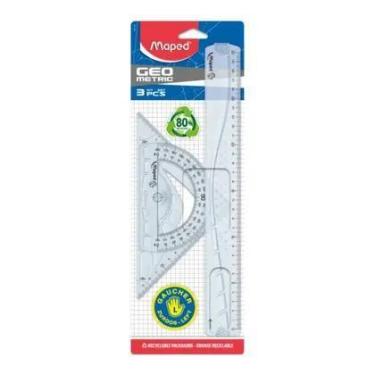 Imagem de Kit geometrico p/ canhotos: regua, esq e transf 897118 maped