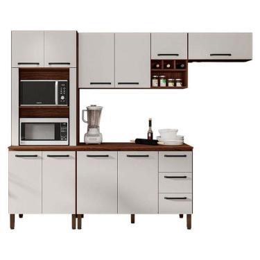 Imagem de Cozinha Modulada Ametista Composição 5 Nogueira Off White - Kits Paraná