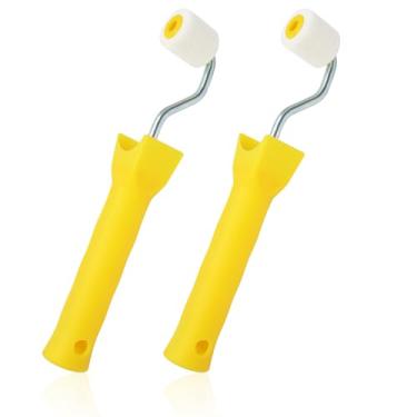 Imagem de Kyuionty 2 peças de rolo de pintura de espuma de 2,5 cm, mini rolos de tinta, pincéis de lã, ferramenta de pintura minúscula de borda de acabamento de retoque para resultados de pintura profissional