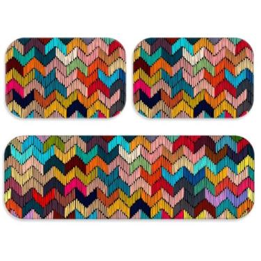 Imagem de Kit 3 Tapetes para Cozinha Moderno Antiderrapante - Passadeira + 2 Tapetes Decorativos Jogo de Cozinha (TPCOZ1186)