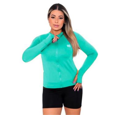 Imagem de Jaqueta Casaco UV Proteção FPU50+ Com Zíper Feminino Verde Agua - Suns