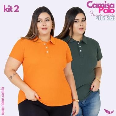 Imagem de Kit 2 Camisa Plus Size Gola Polo Feminina Tecido Premium e Ótimo Acaba