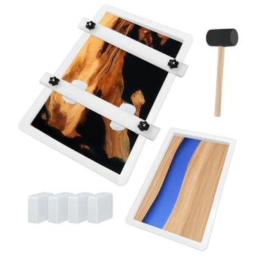 Imagem de 2 moldes grandes reutilizáveis de epóxi com sistema de fixação 80 x 49,8 x 7,6 cm, 49,8 x 30 x 7,6 cm, moldes de resina epóxi para mesa de rio, mesa lateral de café, tábua de corte, placa de