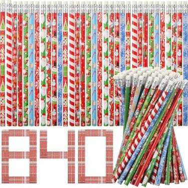 Imagem de Yexiya 840 lápis de Natal com borracha, lápis de madeira, boneco de neve, Papai Noel, árvore de Natal, flocos de neve, doces, sortidos, artigos de papelaria, lápis, lembrancinhas de festa de