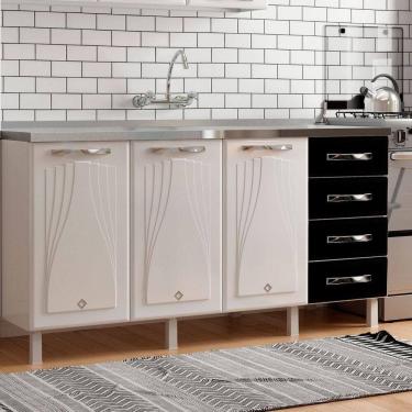 Imagem de Balcão De Cozinha De Aço Quádruplo S/Tampo P/ Pia 160cm