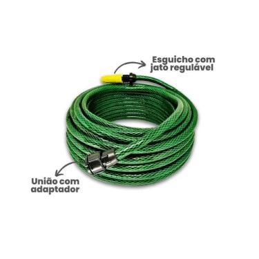 Imagem de Kit Completo Mangueira Jardim Trançada Suporte, Esguicho, - Policorda