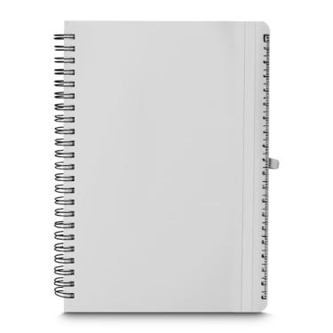 Imagem de Caderno de Anotações Sustentável em PP Reciclável com Suporte para Caneta – 70 Folhas Pautadas Brancas – Capa Resistente e Design Moderno 21x15cm (Branco)