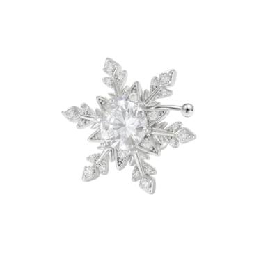 Imagem de Brinco de cartilagem de floco de neve de zircônia cúbica cintilante – Brincos de cristal de inverno com flor congelada sem piercing brinco falso para abraçar, joias delicadas de Natal e ano novo para