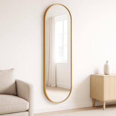 Imagem de Espelho Oval Grande 150x50cm com Moldura Aluminio  Corpo Inteiro para 