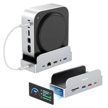 Imagem de Base e suporte MiniDock Mac mini M4 com gabinete SSD M.2 de 8 TB (SSD não incluído), 2 x USB A de 10 Gbps, compartimentos para cartão SD/TF, áudio de 3,5 mm, para Mac mini M4 e M4 Pro